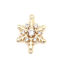 Picture of Brass Connectors Christmas Snowflake 18K Real Gold Plated Micro Pave Clear Rhinestone 17mm x 12mm, 50 PCs