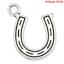 Picture of Zinc Metal Alloy Charm Pendants Luck Horseshoe Antique Silver Color Stripe Carved 16mm( 5/8") x 14mm( 4/8"), 100 PCs
