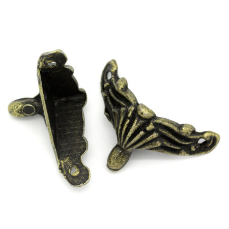 Protectores de esquinas de broches Aleación del Metal Del Zinc de Triángulo,Tono Bronce 3.6cm x 1.8cm, 10 Unidades 