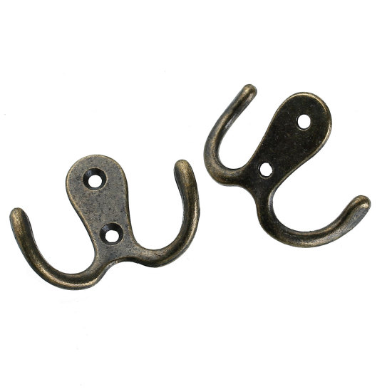 Image de Patère Porte Manteau Robe Chapeau en Alliage de Zinc Irrégulier Bronze Antique 5.5cm x 4.1cm, 5 Pcs