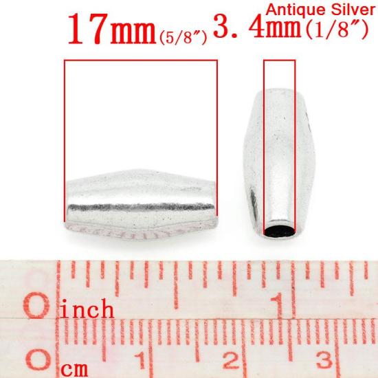 Picture of Spacer Beads Oval Antique Silver Color 17x7mm,Hole:Approx 3.4mm,30PCs