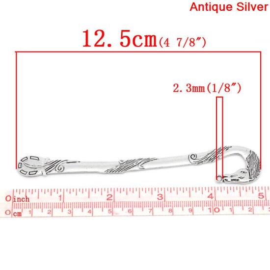 Bild von Zinklegierung Lesezeichen Antik Silber, mit Pferd Muster, 12.5cmlang, 5 Stück 
