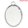 Immagine di Lega di Zinco Charm Ciondoli Ovale Argento Antico Basi per Cabochon Addetti 3cm x 4cm 5.1cm x 3.4cm, 10 Pz