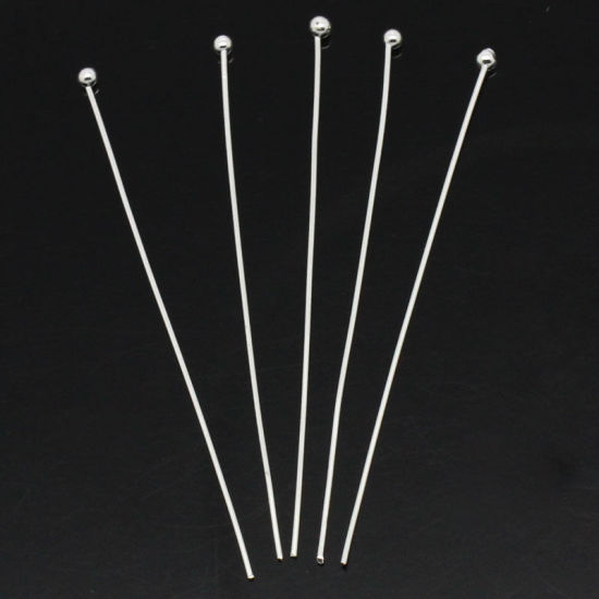 Picture of Brass Ball Head Pins Silver Plated 4.5cm(1 6/8") long, 0.5mm (24 gauge), 500 PCs                                                                                                                                                                              