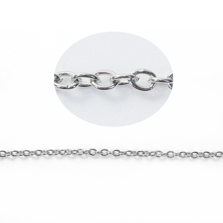 Eisen(Legierung) Offen Gliederkette Kette Silberfarben 3x2.5mm, 5 Meter