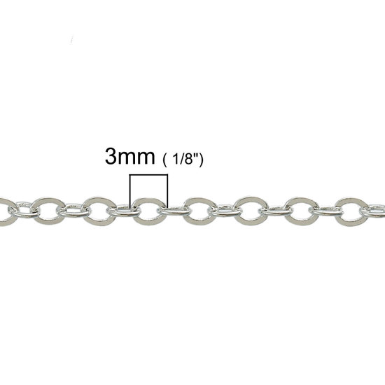 Изображение Железный Сплав(Без Кадмия) Позолоченные  цепочки "крест" Серебряный Тон 3x2.5мм, 5 М