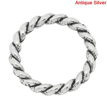 Image de 50 Pcs 15mm Dia, 2mm(taille 12) Anneaux de Jonction pour la Fabrication de Bijoux Fermés Soudée en Alliage de Zinc Argent Vieilli Rond Rayées