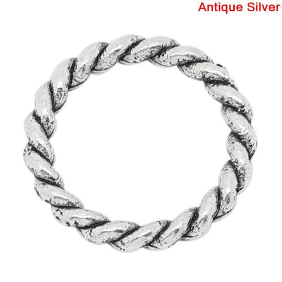 Immagine di 50 Pz 15mm Dia, 2mm(12 misura) Lega di Zinco Chiuso Stile Anello di Salto Argento Antico Tondo Striscia