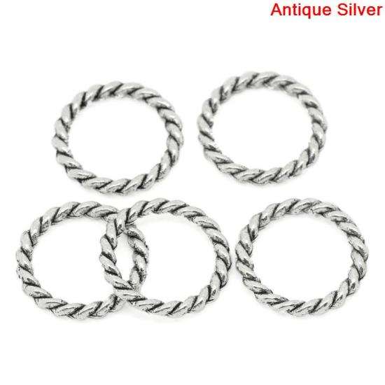 Immagine di 50 Pz 15mm Dia, 2mm(12 misura) Lega di Zinco Chiuso Stile Anello di Salto Argento Antico Tondo Striscia