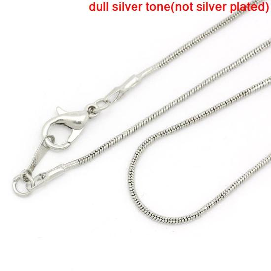 Image de Coller de Chaîne Maille Serpent en Cuivre Argent Mat 46cm long, Taille de chaînon: 1.2mm, 5 PCs/Paquet