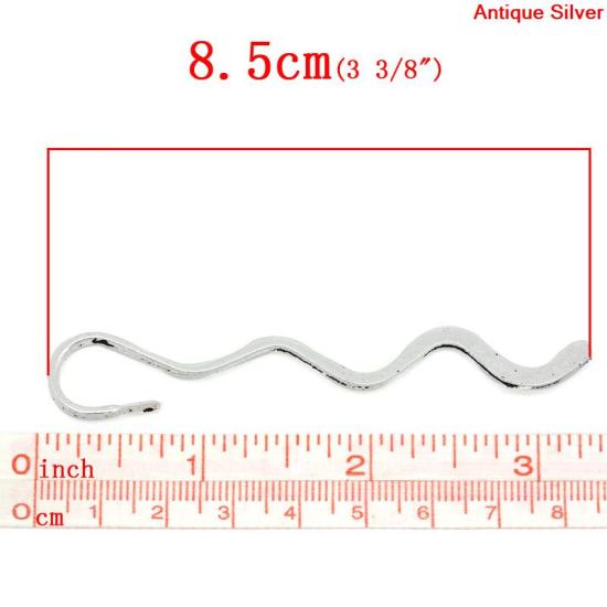 Picture of Bookmarks Wave Smooth Antique Silver Color 8.5cm long(3 3/8"),20PCs