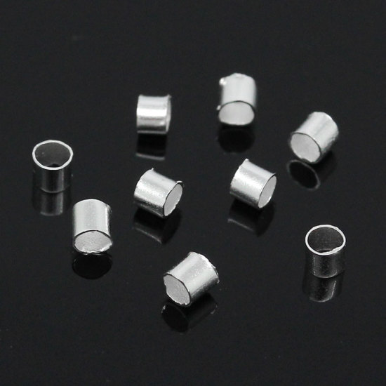 Picture of Crimps Tube Beads Findings Silver Plated 2mm,5000PCs