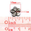 Bild von Muschel Perlen Blumen Schwarz 10.0mm x 10.0mm, Loch: 1.0mm, 5 Stück 