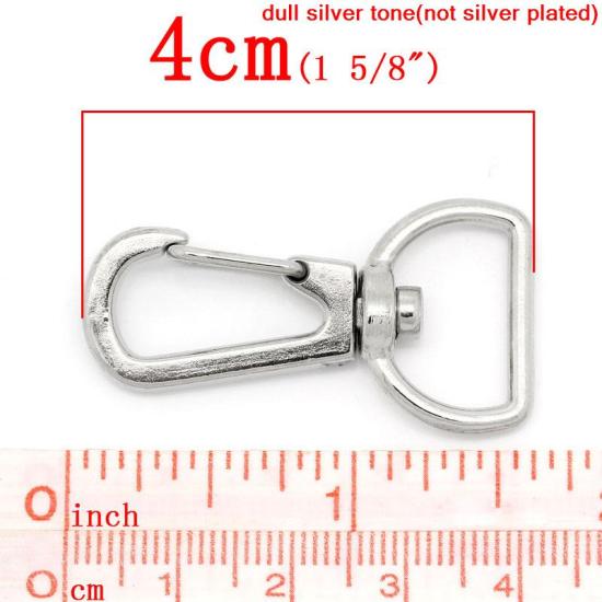 Picture of Zinc Based Alloy Keychain & Keyring Lobster Clasp Silver Tone 40mm x 21mm, 30 PCs