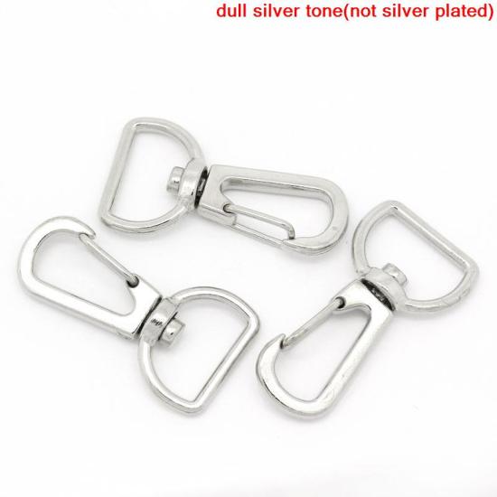 Picture of Zinc Based Alloy Keychain & Keyring Lobster Clasp Silver Tone 40mm x 21mm, 2 PCs