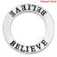 Picture of Zinc Metal Alloy Donut Pendants Circle Ring Antique Silver Color Message "BELIEVE" Carved 22mm( 7/8") Dia, 30 PCs