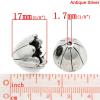 Picture of Zinc Based Alloy Beads Caps Flower Antique Silver Color Stripe Carved (Fits 20mm Beads) 17mm x 15mm, 2 PCs