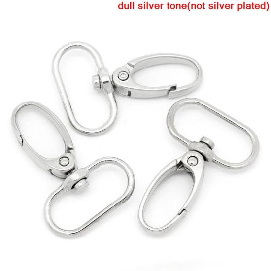 Picture of Zinc Based Alloy Keychain & Keyring Swivel Clasp Silver Tone 4.5cm x 3.1cm, 20 PCs