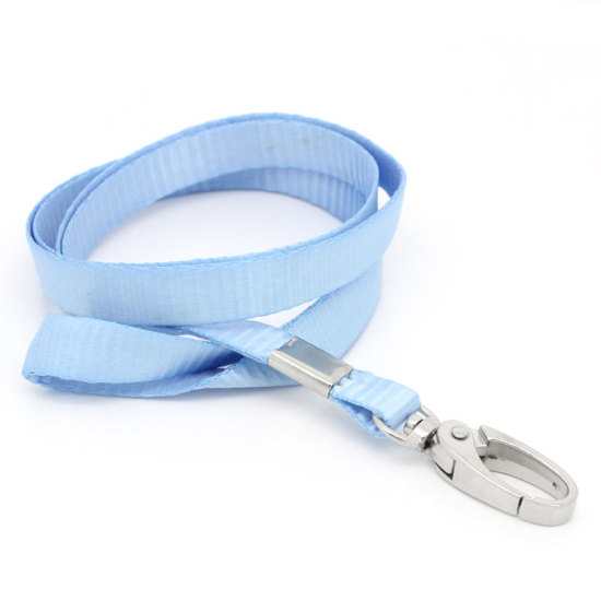 Picture of Polyester ID Card Badge Holders Lake Blue Silver Tone 46cm(18 1/8") - 50cm(19 5/8") long, 3 PCs