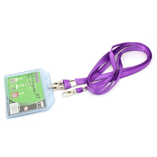 Picture of Polyester ID Card Badge Holders Purple Silver Tone 49cm(19 2/8") - 46cm(18 1/8") long, 3 PCs