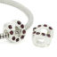 Picture of European Charm Beads Horseshoe Silver Plated Dark Purple Rhinestone 11mm x 9mm,Hole:Approx:4.8mm,5PCs
