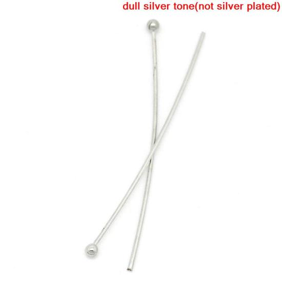 Picture of Brass Ball Head Pins Silver Tone 3cm(1 1/8") long, 0.5mm (24 gauge), 1000 PCs                                                                                                                                                                                 
