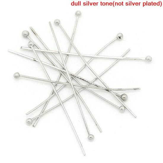 Picture of Brass Ball Head Pins Silver Tone 3cm(1 1/8") long, 0.5mm (24 gauge), 1000 PCs                                                                                                                                                                                 