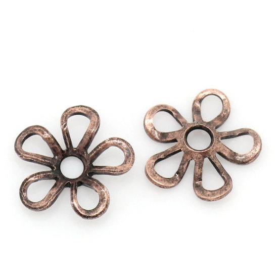 Picture of Brass Beads Caps Flower Antique Copper Hollow (Fit Beads Size: 6mm Dia.) 9mm x 9mm, 200 PCs                                                                                                                                                                   