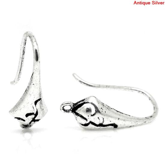 Imagen de Pendientes GanchosLatón,Plata Antigua 18mm x 10mm, 10 Unidades