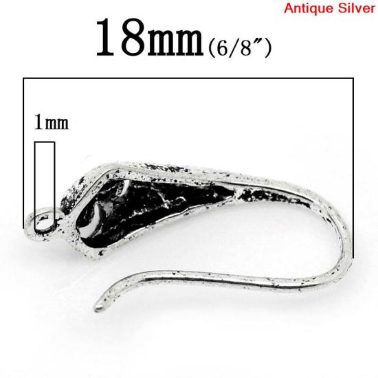 Imagen de Pendientes GanchosLatón,Plata Antigua 18mm x 10mm, 10 Unidades