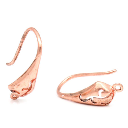 Picture of 10 PCs Brass Ear Wire Hooks Earrings For DIY Jewelry Making Accessories Antique Copper With Loop 18mm x 10mm, Post/ Wire Size: 0.8mm(20 gauge)