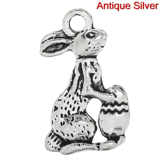 Bild von Zinklegierung Anhänger Hase Antik Silber 17.0mm x 10.0mm, 100 Stück 