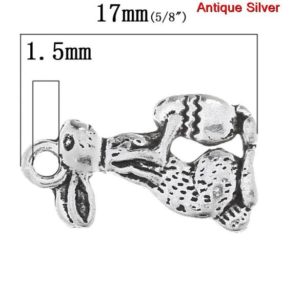 Bild von Zinklegierung Anhänger Hase Antik Silber 17.0mm x 10.0mm, 100 Stück 
