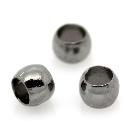 Picture of Brass Crimp Beads Round Gunmetal About 2mm( 1/8") x 1.2mm, Hole: Approx 1mm, 3000 PCs