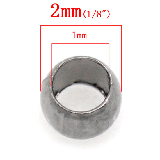 Picture of Brass Crimp Beads Round Gunmetal About 2mm( 1/8") x 1.2mm, Hole: Approx 1mm, 3000 PCs