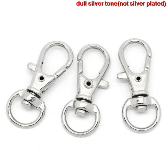 Picture of Zinc Based Alloy Keychain & Keyring Swivel Clasp Silver Tone 32mm x 13mm, 50 PCs