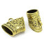 Picture of Bail Beads for Wrap Scarf Gold Tone Antique Gold Flower Pattern Carved 4cm x 3.8cm(1 5/8"x1 4/8"),5PCs