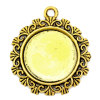Picture of Zinc Based Alloy Cabochon Setting Pendants Round Gold Tone Antique Gold (Fits 20mm Dia.) 3.4cm x 3cm, 30 PCs