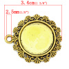 Picture of Zinc Based Alloy Cabochon Setting Pendants Round Gold Tone Antique Gold (Fits 20mm Dia.) 3.4cm x 3cm, 30 PCs