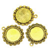 Picture of Zinc Based Alloy Cabochon Setting Pendants Round Gold Tone Antique Gold (Fits 20mm Dia.) 3.4cm x 3cm, 30 PCs