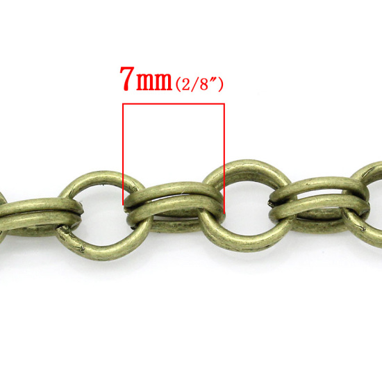 Image de Chaîne Maille Forçat Double Cercles en Fer Bronze Antique 6x7mm, 4 M