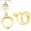 Picture of 304 Stainless Steel Locket Pendants Round Gold Plated Hollow Fit Back Plate Findings Setting 3.8cm x 2.7cm(1 4/8"x1 1/8"), 1 Piece