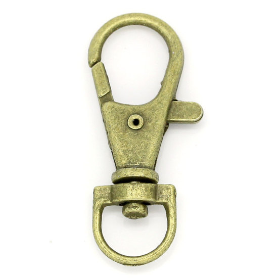 Bild von Zinklegierung Schlüsselkette & Schlüsselring Bronzefarbe Karabiner Verschluss 3.5cm x 1.7cm, 50 Stück