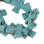 Picture of (Grade D) Howlite Imitated Turquoise Loose Beads Cross Malachite Green About 3.7cm(1 4/8") x 3cm(1 1/8"), Hole: Approx 1.6mm, 40.3cm(15 7/8") long, 1 Strand (Approx 11 PCs/Strand)
