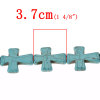 Picture of (Grade D) Howlite Imitated Turquoise Loose Beads Cross Malachite Green About 3.7cm(1 4/8") x 3cm(1 1/8"), Hole: Approx 1.6mm, 40.3cm(15 7/8") long, 1 Strand (Approx 11 PCs/Strand)