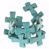 Picture of (Grade D) Howlite Imitated Turquoise Loose Beads Cross Malachite Green About 3.7cm(1 4/8") x 3cm(1 1/8"), Hole: Approx 1.6mm, 40.3cm(15 7/8") long, 1 Strand (Approx 11 PCs/Strand)