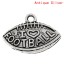 Picture of 8 PCs Zinc Based Alloy Sport Charms Antique Silver Color Football Message " I Love Football " 21mm x 15mm