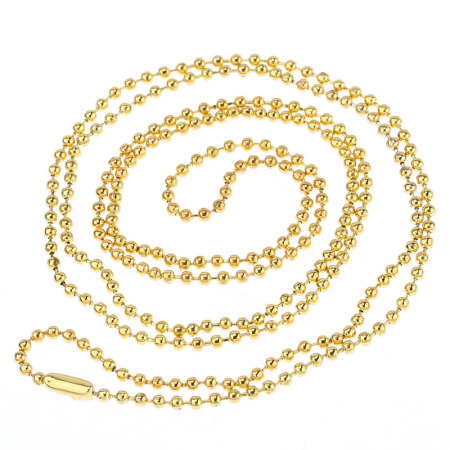 Immagine di Lega di Zinco Collana Oro Placcato Catena a Pallini lunghezza:80cm Dimensione della Catena: 2mm Dia. 12 Pz