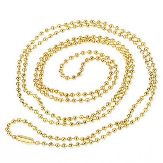 Bild von Zinklegierung Halsketten Vergoldet Kugelkette 80cm lang, Kettengröße: 2mm D., 12 Stück