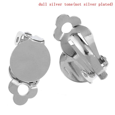 Image de Boucles d'oreilles Clips en Alliage de fer Argent mat, 19mm x 10mm, 50 Pièces